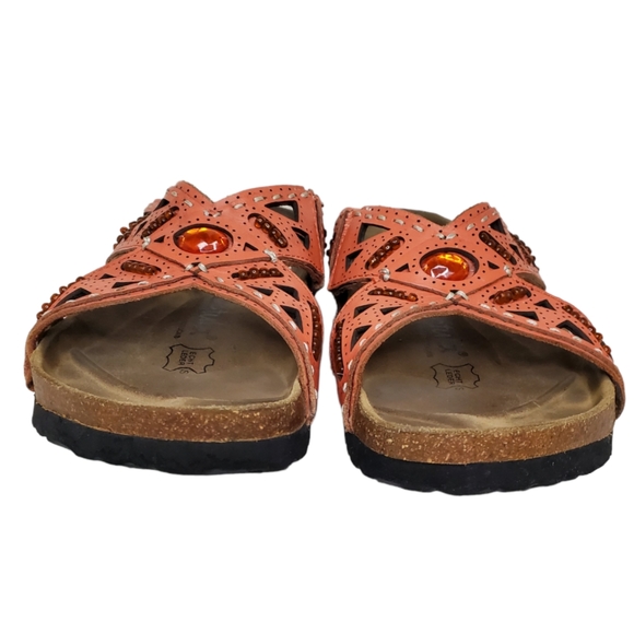 Birkenstock Betulas "Joyce" Beaded Laser Cut Cross Strap Sandals Salmon Size 7 - Picture 4 of 13